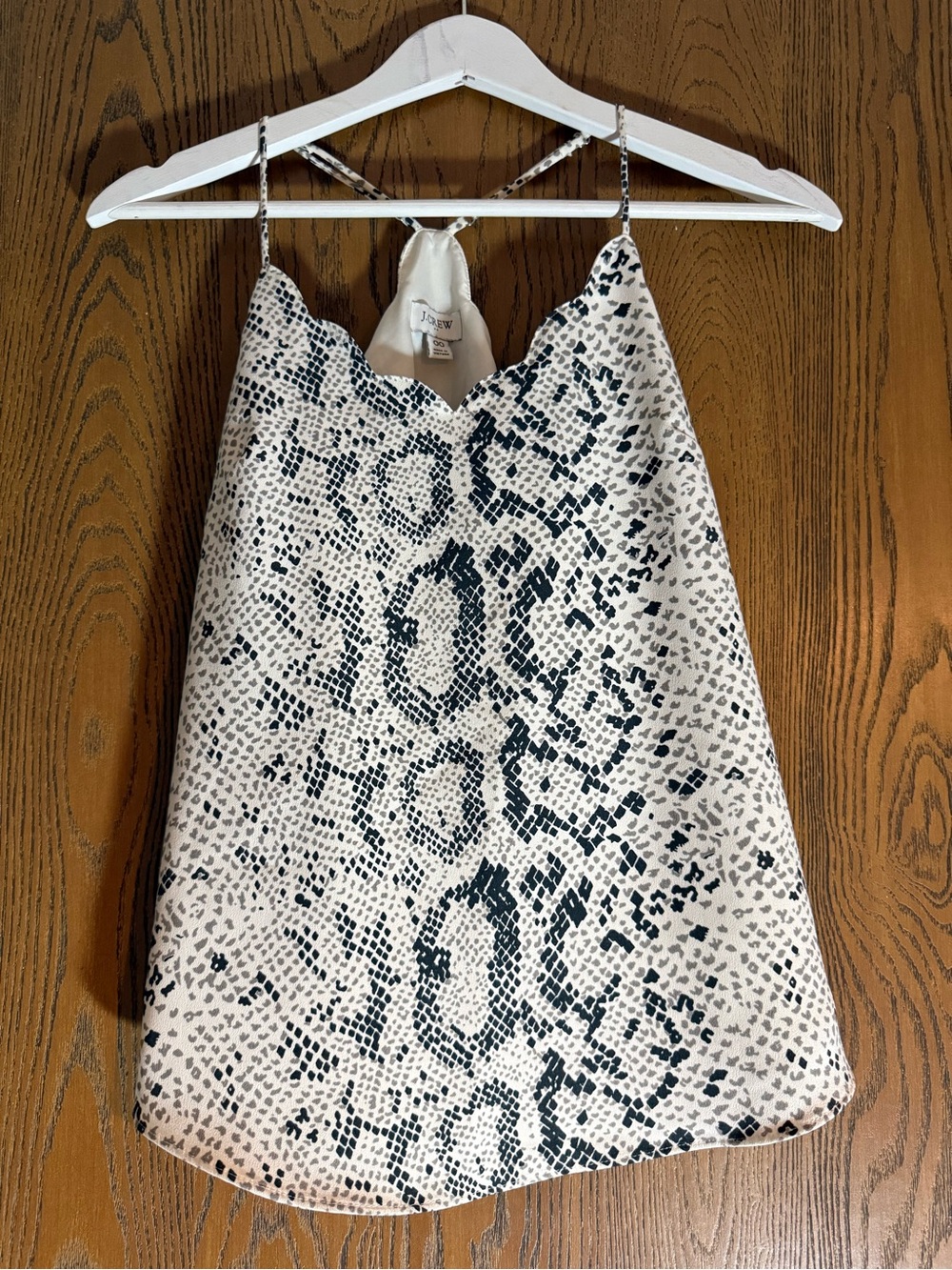 J. Crew Ivory Satin Snake-Print Slip Dress